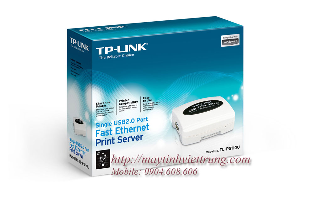 Single USB2.0 Port Fast Ethernet Print Server TL-PS110U