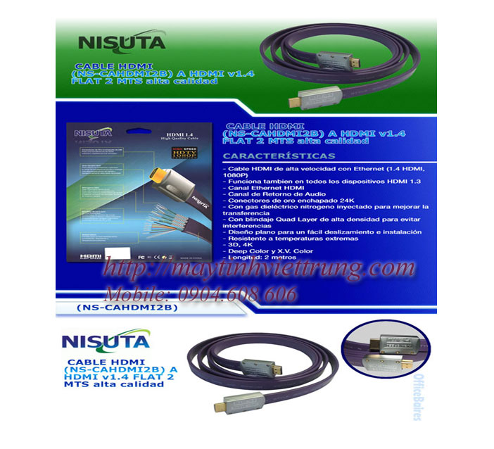 Cáp HDMI Nisuta 3m chính hãng Japan