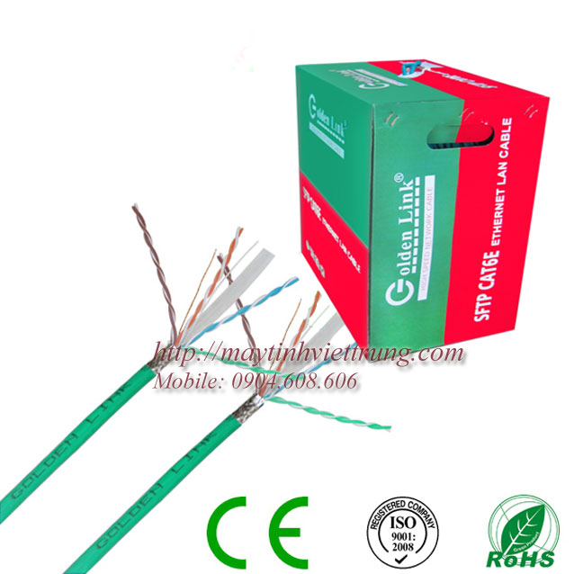 Dây cáp mạng Golden Link SFTP CAT6 Xanh Lá