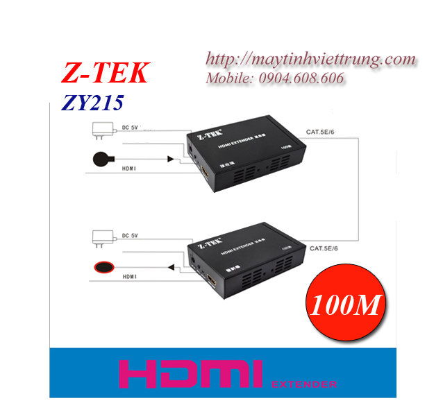 Bộ khếch đại HDMI 100m chính hãng Z-Tek ZY215