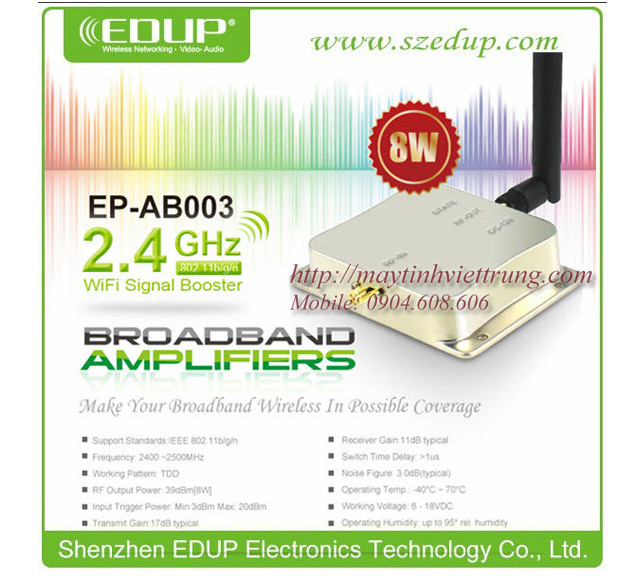 Ăng ten wifi rời khuyếch đại sóng lên đến 8W - chính hãng EDUP  EP-AB003