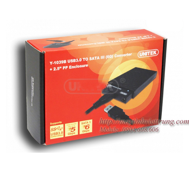 BO CHUYEN DOI HDD BOX 2.5 USB 3.0 TO SATA III , HDD BOX 2.5 USB 3.0 UNITEK Y-1039B