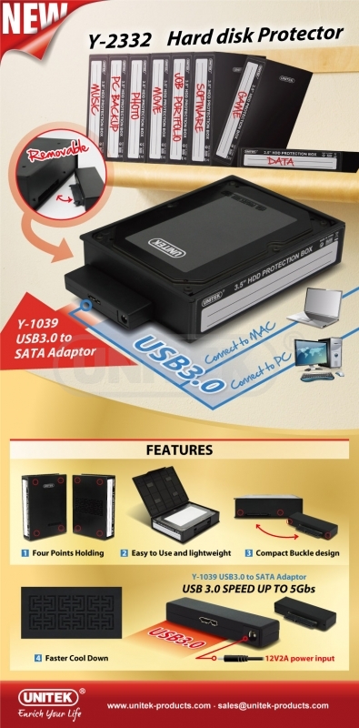 HDD BOX 3.5 SATA TO USB 3.0 UNITEK Y-1039C, BO CHUYEN DOI SATA TO USB 3.0 KIEM BOX 3.5 UNITEK Y-1039C