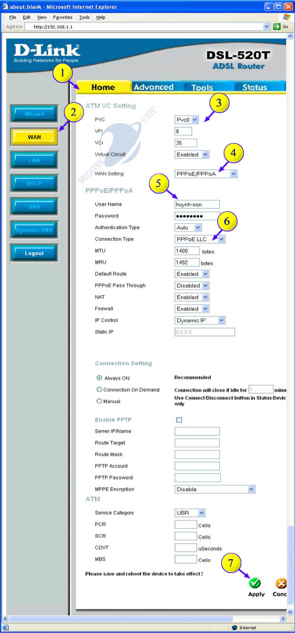 HUONG DAN CAI DAT MODEM D-LINK, HUONG DAN CONFIG MODEM DLINK, CAI DAT MODEM ADSL D-LINK