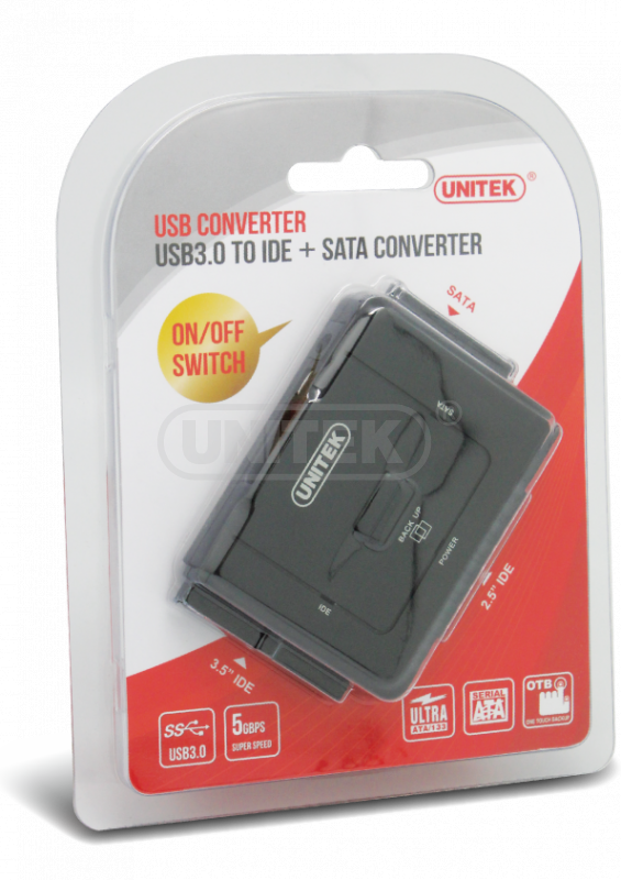  BO CHUYEN DOI IDE/SATA RA CONG USB 3.0 UNITEK Y-3322, DAY CHUYEN DOI ATA SATA TO USB 3.0