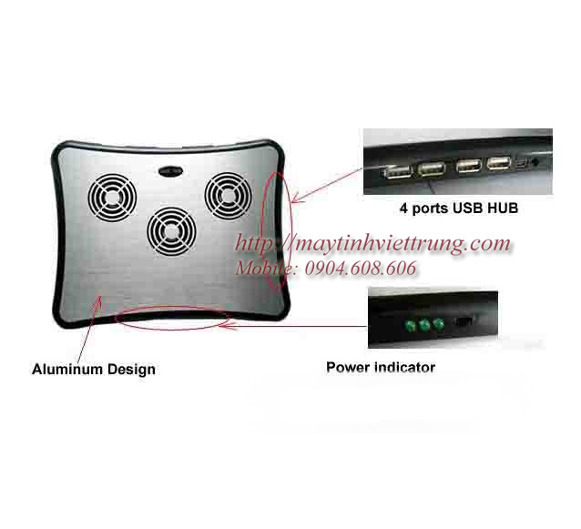 QUAT TAN NHIET LAPTOP CO 3 QUAT VA 4 CONG USB, MUA QUAT TAN NHIET LAPTOP